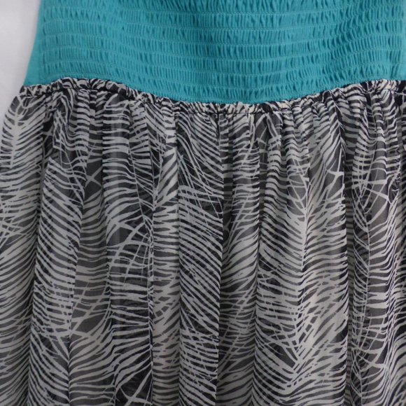 ROXY, medium, long dress, teal and black and white - Picture 7 of 7